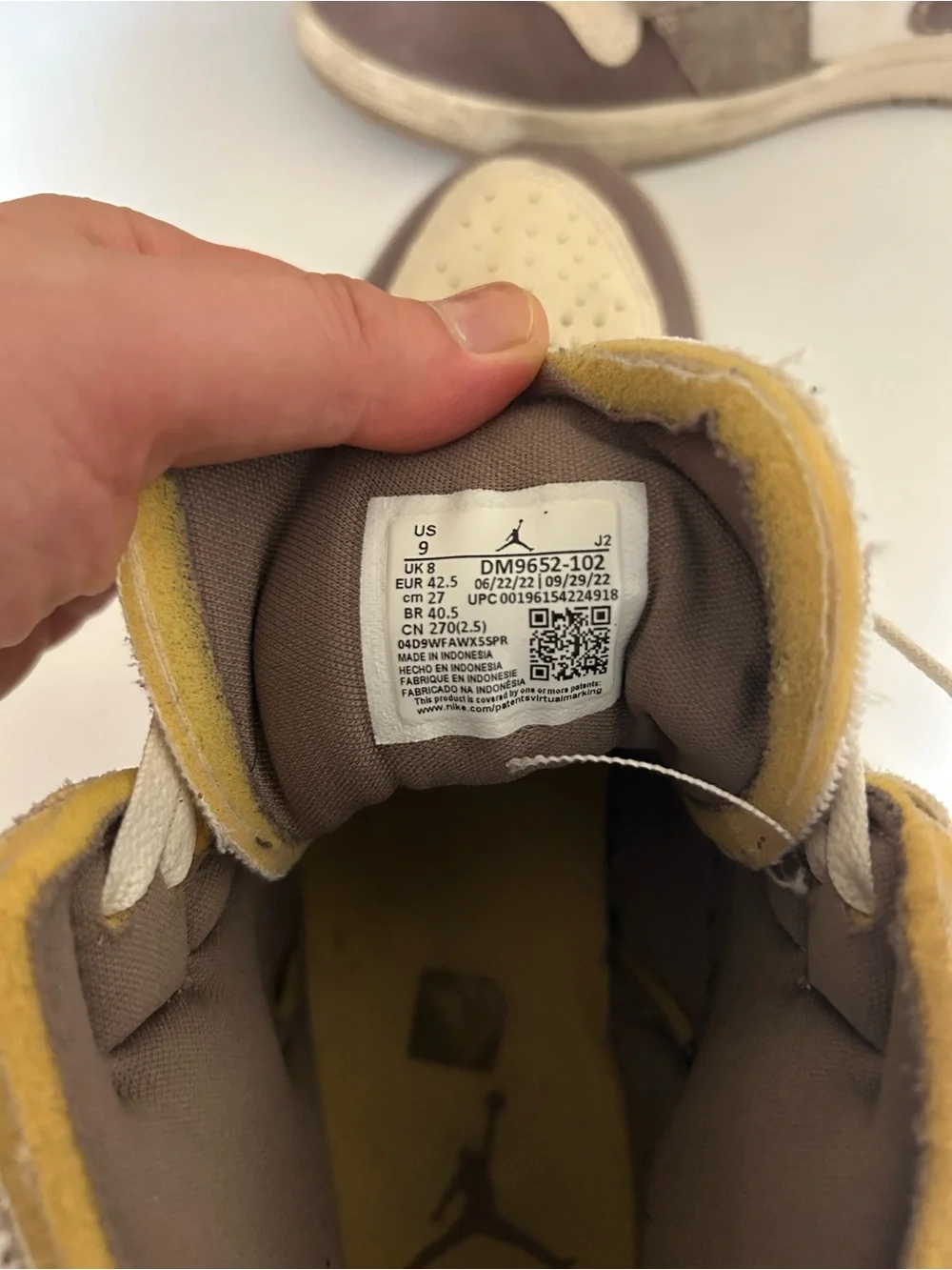Jordan High Top Sneakers in White, Brown & Yellow